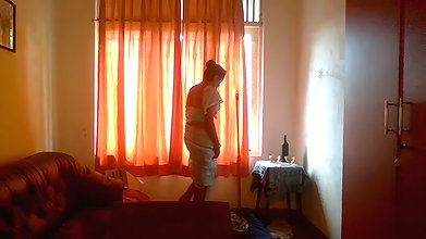 my new Indian maid cleaning my room