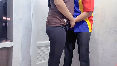Asian Girl Fucking A Self-Employed Woman In A Public Toilet