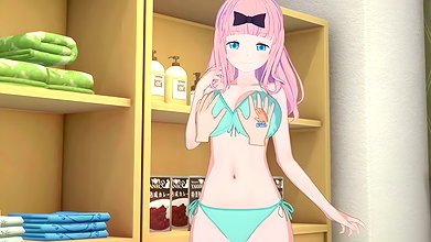 Dating with Fujiwara Chika ended with sex in the store