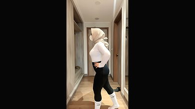My lover warming up before jogging looks mentul breasts