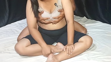Satisfying a friend’s wife when her husband is not at home