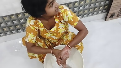 Beautiful Indian Girl Floor Cleaning Leads to Steamy Massage & Cum Play