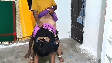 I hugged the Tamil stepmother and lifted her up and had hot sex with her