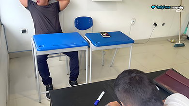 ! at school with two very students!