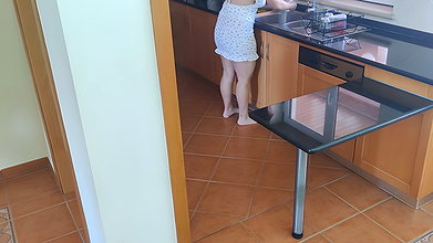 Busty step mother is fucked while cleaning the dishes machine