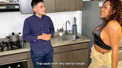 Colombian ebony milf fucks her chef while her husband is out of the house – Carla Morelli