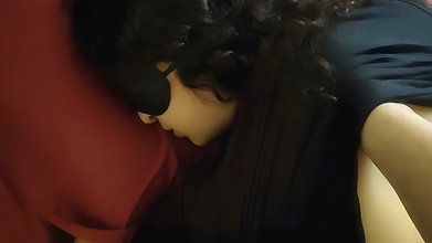 Cuckold blindfolded lucky wife creams all over her husband’s best friend cock