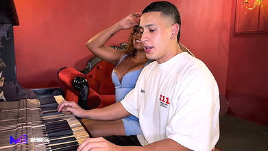 BBW Piano Teacher Takes Off Her Student’s Condom – Max Betancur & Carla Morelli