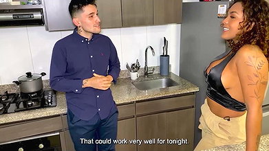 Colombian ebony milf fucks her chef while her husband is out of the house – Carla Morelli