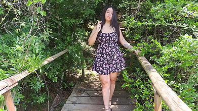 Hiker interrupts outdoor photo session