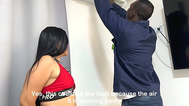 Huge cock cooling technician repairs my huge hot ass thermostat – Sarah Black & Xander Black