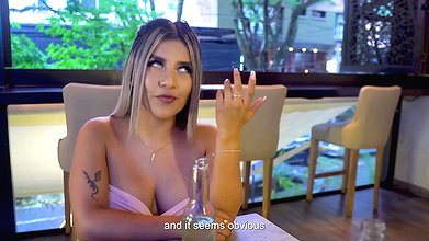 My stepmother teaches me how to fuck! MILF and Teen Colombian threesome with a stranger they met at the restaurant!