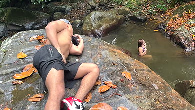 Outdoor fuck at the Rio Pance in Cali Colombia with a stranger jerking off while watching me – Angel Cruz & Celeste Alba
