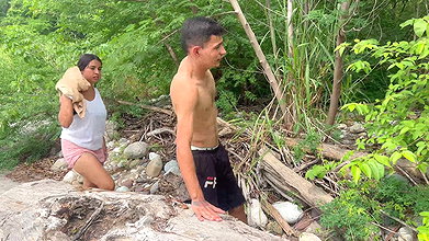 OUTDOOR SEX, my stepsister gets really horny and asks me to fuck her in the river