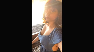 Actress Sherin deep bending cleavage selfie video2