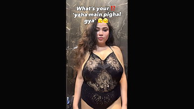 curvy busty lady in black sleepwear 1