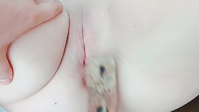 slapping my innocent pussy until it leaks white fluids