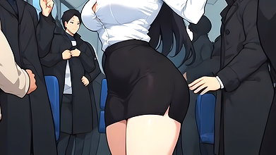 Anime public bus threesome sex