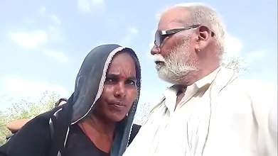 Indian Old Man Enjoying With 2 Aunty Outdoor 4