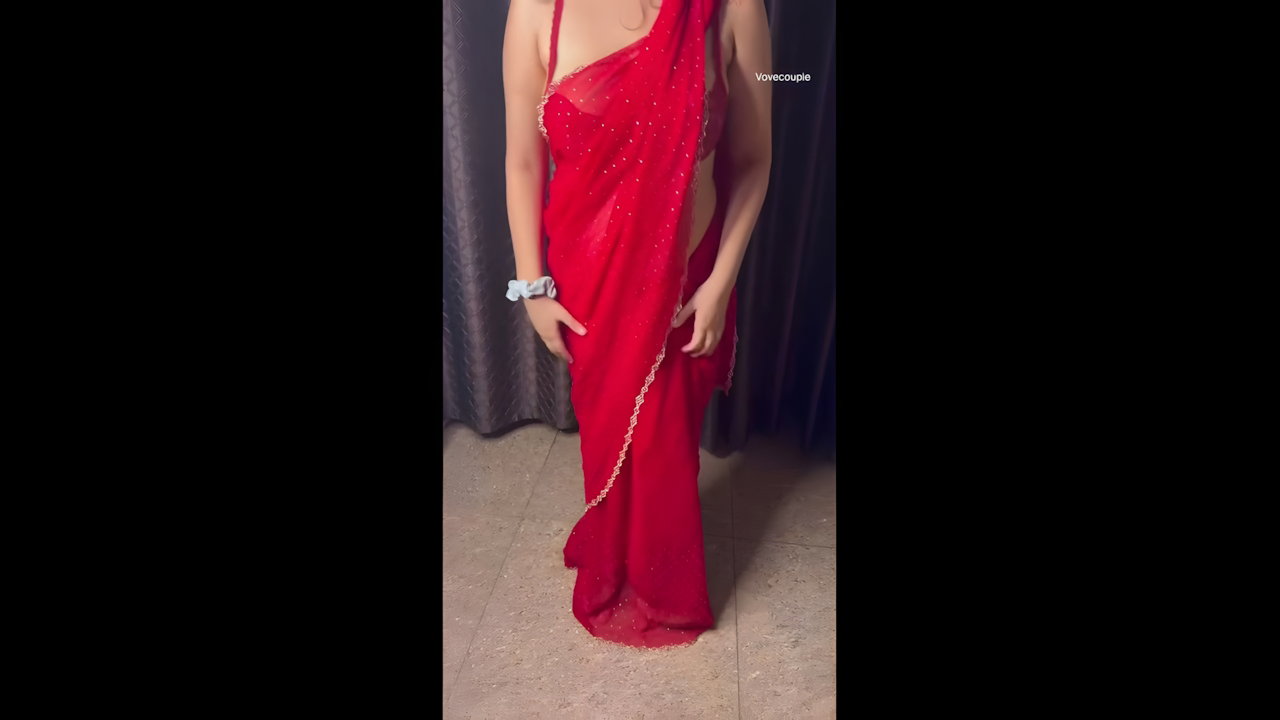 Vovecouple Red Saari Solo My Desi Anal MMS Fuck