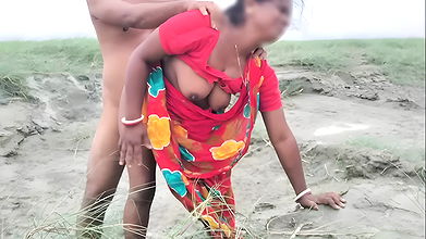 HouseWife In Red Saree Goes For Her Goat And Met A guy bangladeshi HouseWife
