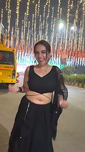 Cute Girl Sexy Navel in Black Costume My Desi
