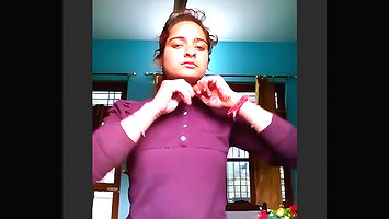 Village girl open her dress