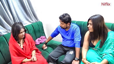 A man went to his house and made a fucking session with two sisters-in-law. A hardcore threesome.