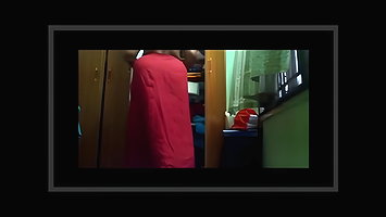 telugu desi mature aunty dressing after shower