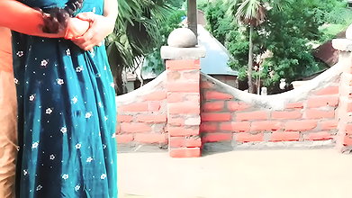Boobs pressing outdoor