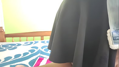 Skirt and shirt romance by Vaishnavy and Sharun Raj, Shirt open and bra show with boobs press fuck, Mallu couple hot fuck