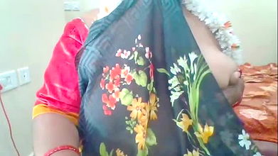 Telugu Blue Saree Aunty Open Bigboobs Sucking Puffy Nipples Sucking Dirty Talking Telugu Audio