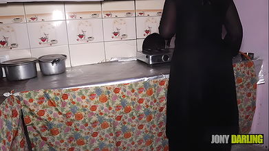 Horny Indian Chachi Fucking in the Kitchen by Young Boy Hindi Audio, Exclusive Porn Video by Jony Darling