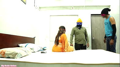 Threesome sex desi wife sharing with friend hardcore Anal fucking and Blowjob