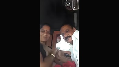 Desi Aunty Boobs Sucked By Uncle in the Car