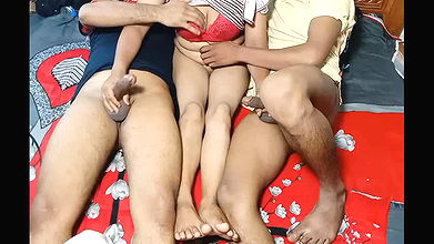 New year best ever my friend sexy wife hardcore Threesome fucking Desi wife