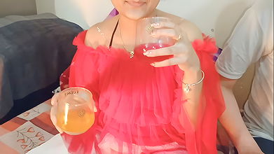 Christmas celebration suprise gift my wife me & my friend full night enjoy Hard fucking