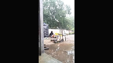 Cute desi college girl playing hard in rain boobies shake