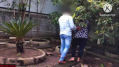 garden Girlfriend with boyfriend blowjob and fucking without condom