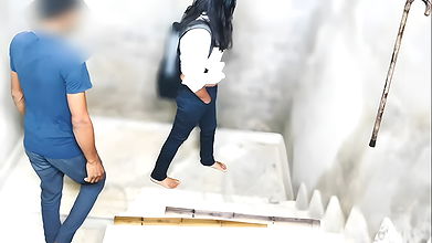 Indian college girl sex with her Classmate on Ladder full hindi sex , college couple hindi audio