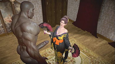 Madam M the hot mature milf from the Final Fantasy get fucked missionary and creampied by a black monster cock
