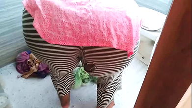 Indian sexy mother in law fucked by son-in-law while she is washing clothes in the bathroom