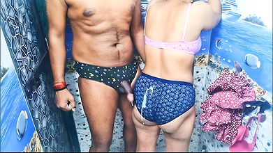 Hot Indian Desi Bhabhi Aishwarya giving handjob He cum on her panties