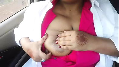 Sexy desi hot girl 21 bhabhi enjoys doing dirty work while going for outdoor trip in car with a stranger