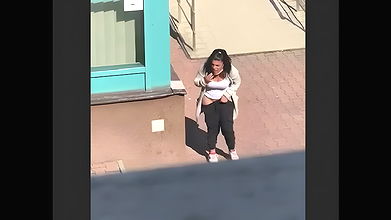 Horny girl masturbating outdoor, captured