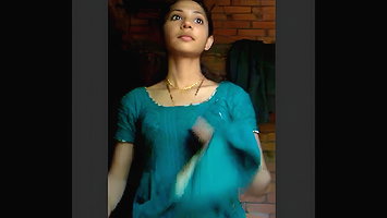 Young village girl striping