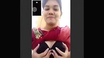 Beautiful Cute Sexy Girl Pressing Boobs And Showing Pussy