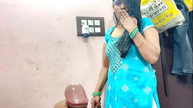 Stepmother Pinki Caught her Son naked, She help for tight pennis and Cumshot in mouth