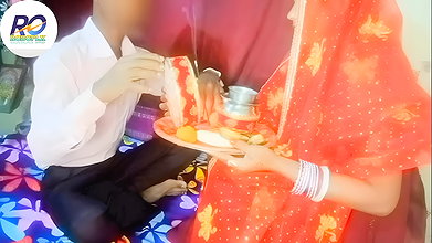 Husband and wife of Indian desi village celebrated honeymoon on the auspicious occasion of Karva Chauth fast