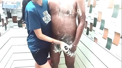 Fucked stepsister pussy in bathroom hardcore sucking